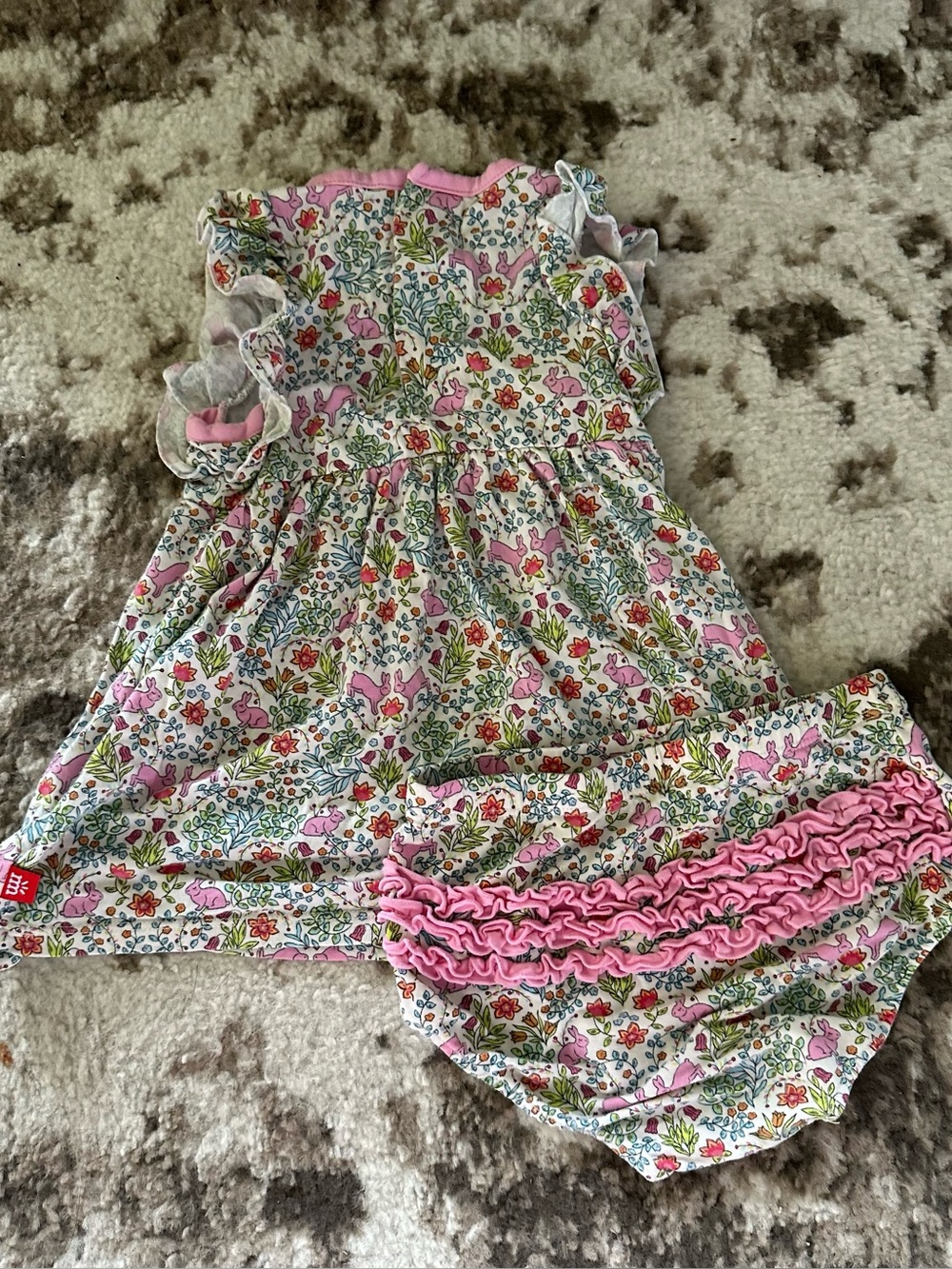 Magnetic Me Pink Floral Infant Dress with Matching Bloomers